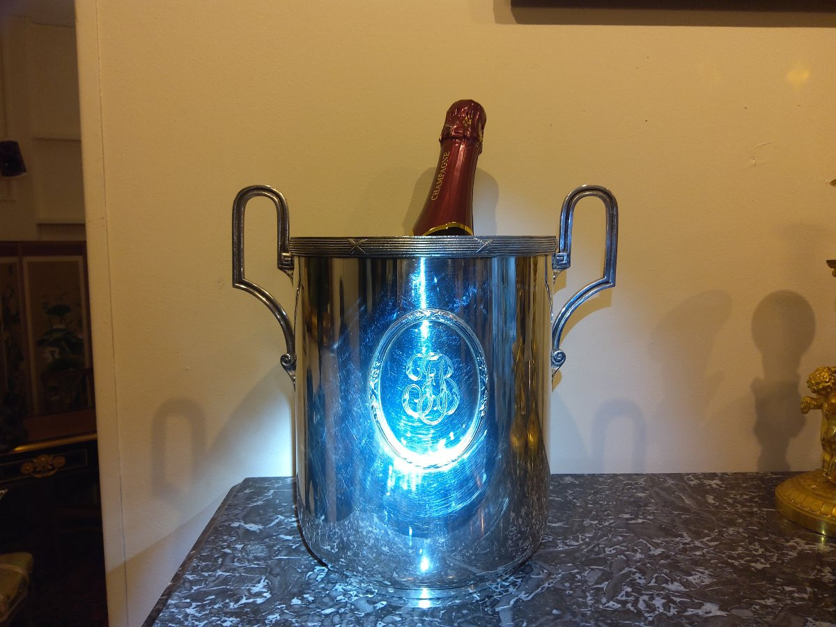 sceau à champagne de style Louis XVI en métal argenté-photo-5